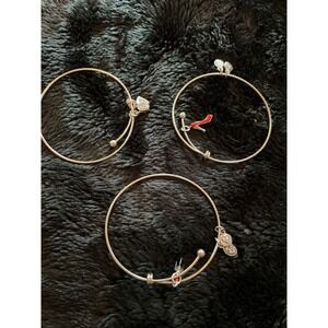 Brighton set  of 3 Charm Bracelets Lipstick High Heel Handbag Silver Tone